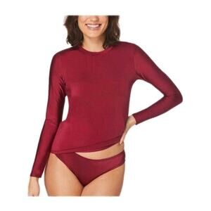 NEW ANDIE Swim Torquay Rashguard Womens Medium Sangria Gloss Sun Protection